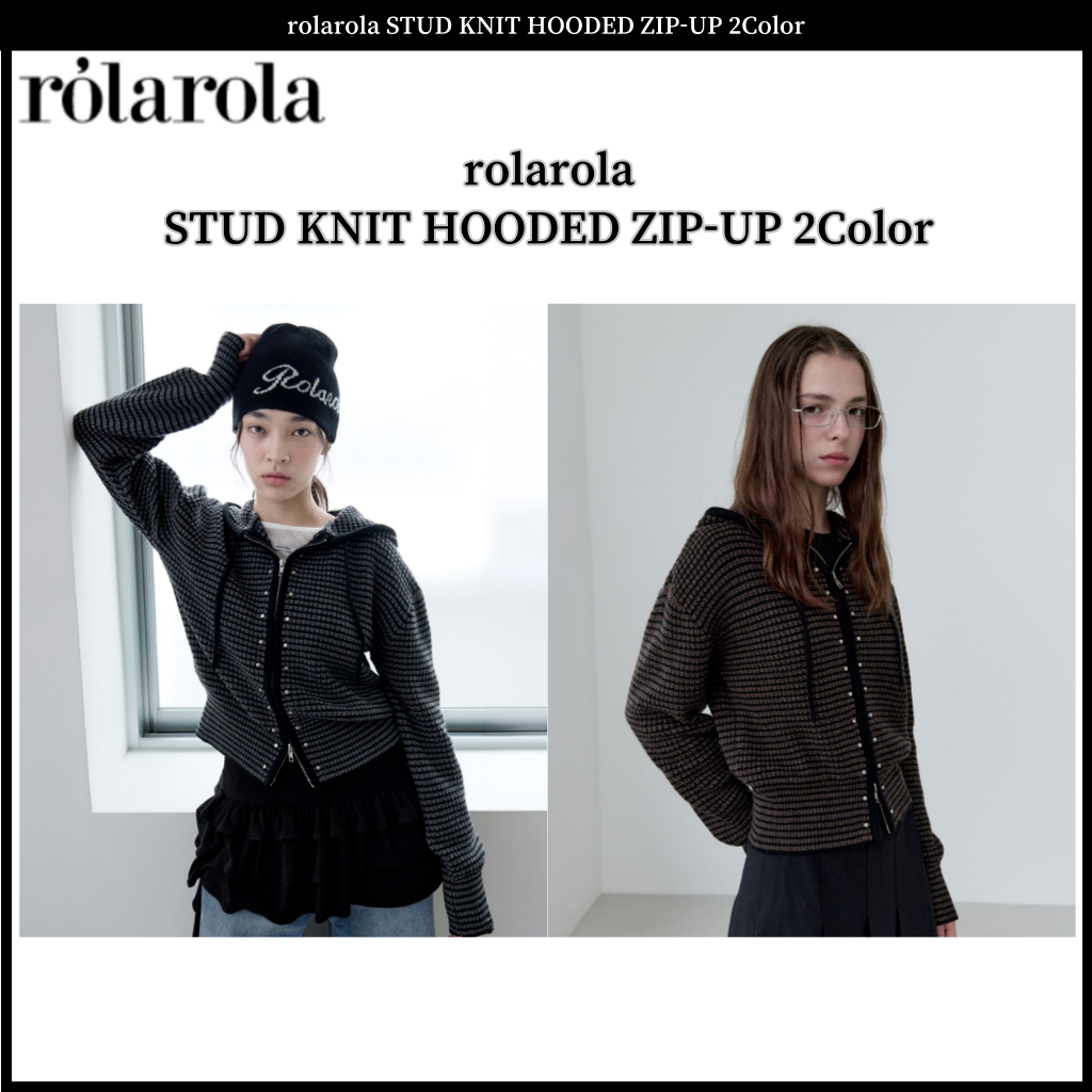 Rolarola STUD KNIT HOODED ZIP-UP 2 สี