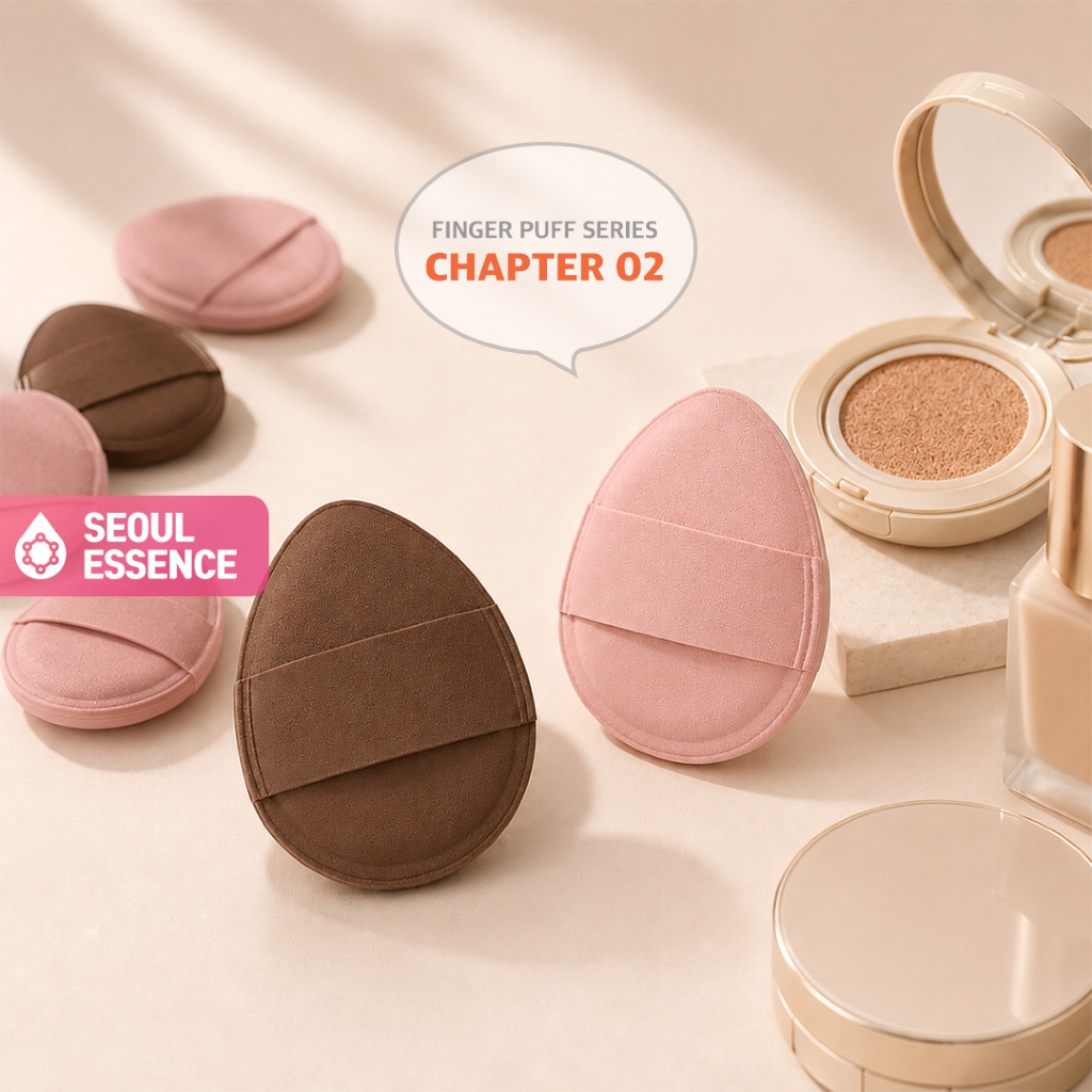 SEOUL ESSENCE Ddoongbo(Chubby) Fit Finger Puff – Puffy Cushion Makeup Applicator, Pointed Tip, Soft 