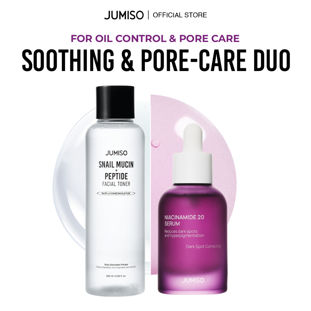 Jumiso Brightening & Barrier Repair Duo_Niacinamide 20% Dark Spot Serum + Snail Mucin + Peptide Tone