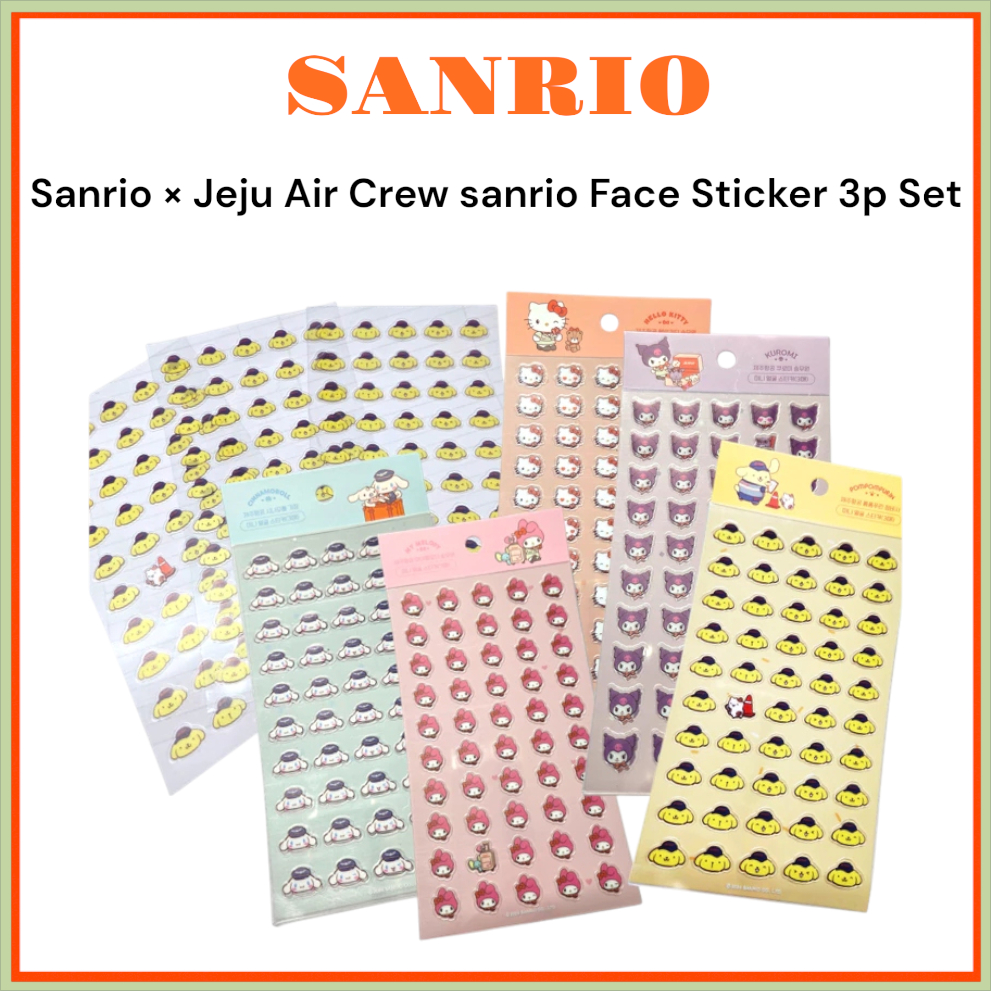 [SANRIO] Sanrio Jeju Air Crew sanrio Face Sticker 3p Set