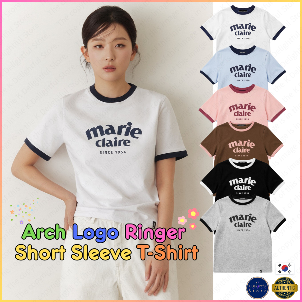 [Marie Claire] เสื้อยืดแขนสั้น Arch Logo Ringer