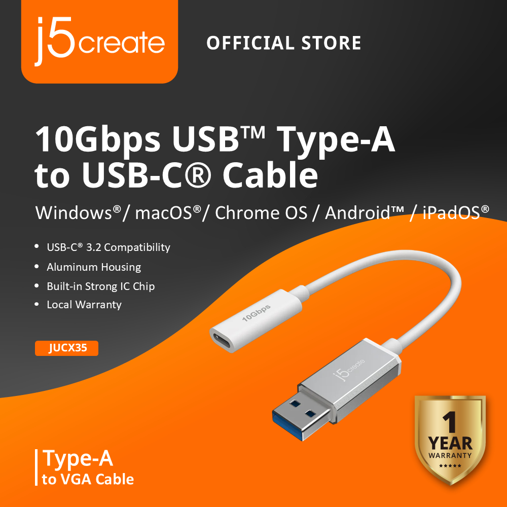 J5CREATE JUCX35 10Gbps สาย USB Type-A เป็น USB-C