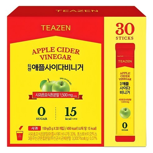 TEAZEN APPLE CIDER VINEGAR STICK DRINCE – REFRESHING ZERO SUGAR APPLE POWDER, 30 แท่ง