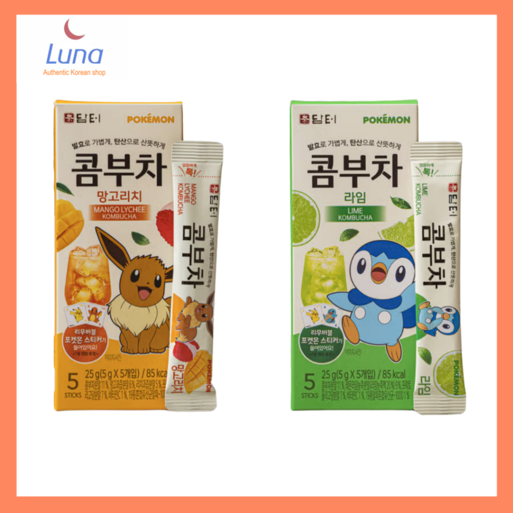 [Daiso X Damteo] Pokemon Kombucha 5 Sticks (Mango Lychee/Lime): Zero-sugar, low-cal, ชาสดชื่น