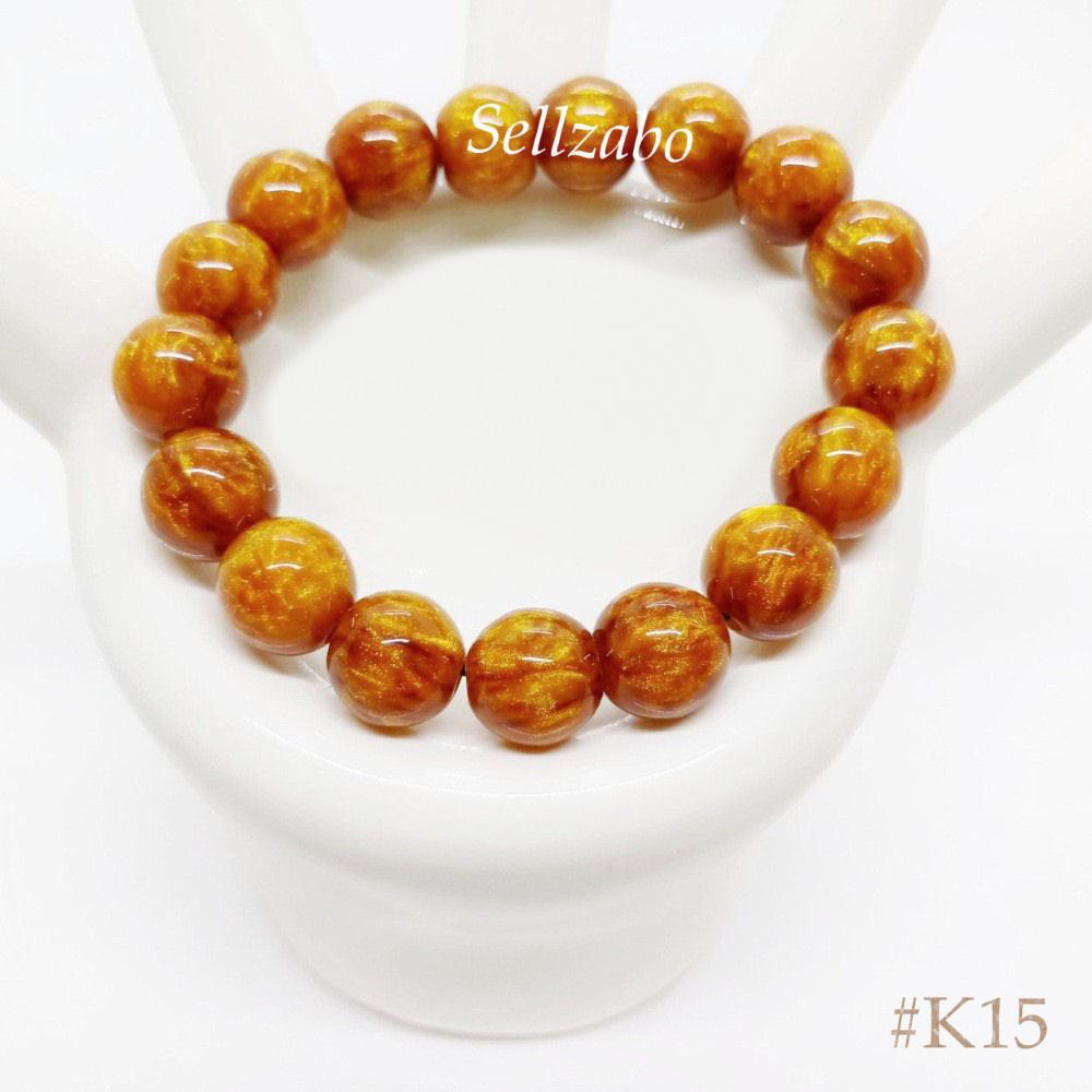K13/ K14/ K15 สร้อยข้อมือสีน้ําตาลทอง 金丝手 Dawai Emas Gelang Tangan Manik Gold Stones Rocks สุภาพสตรี