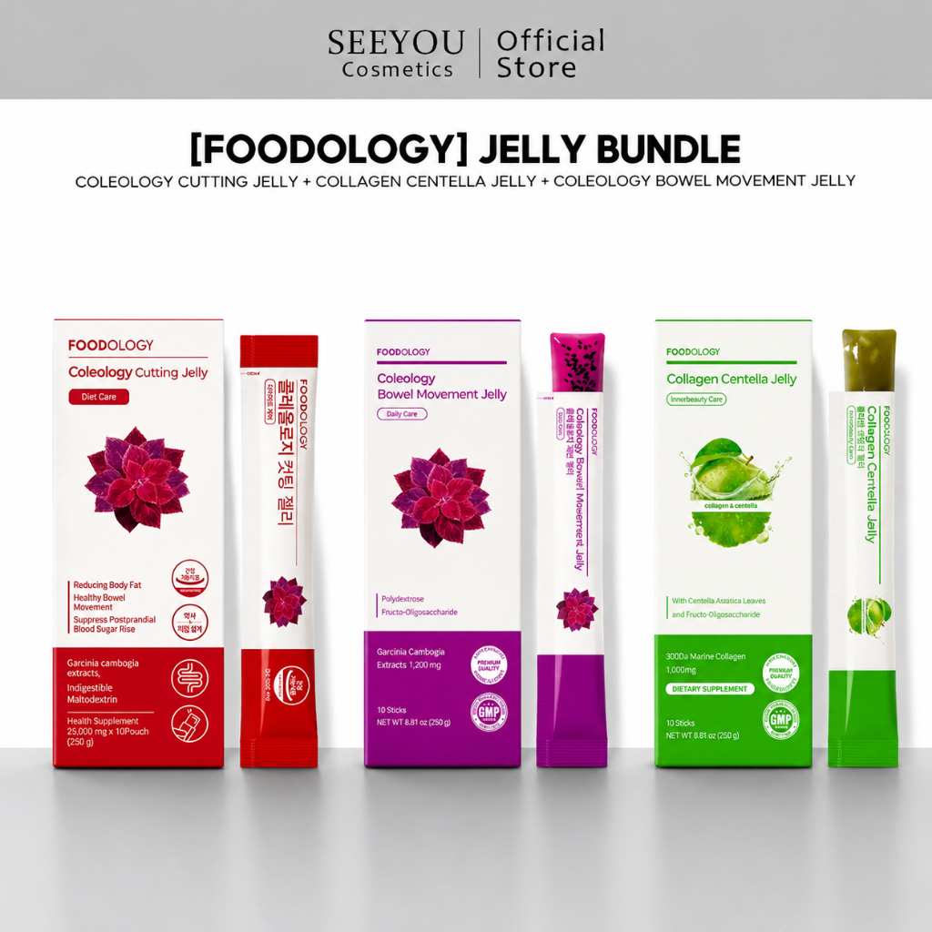 FOODOLOGY Stick Jelly Trio Cutting & Bowel Movement & Collagen Jelly ชุดอาหารเสริมไฟเบอร์สําหรับการจัดการน้ําหนัก
