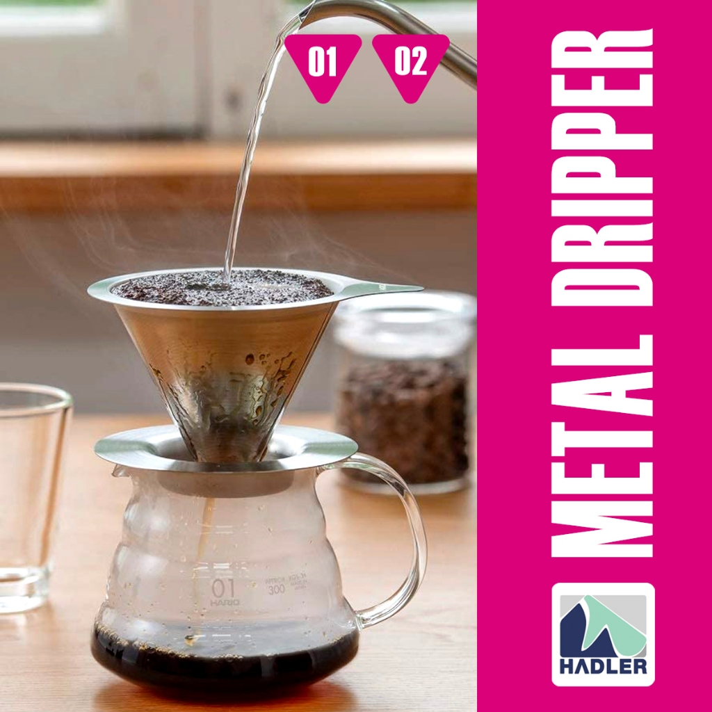Hario Double Mesh Metal Dripper ขนาด 01/02 สีเงิน