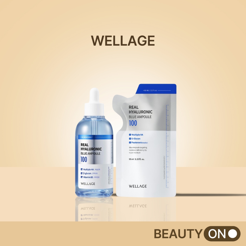 [Wellage] Real Hyaluronic Blue 100 Ampoule | 60ml, 60ml Refill, 60ml + Refill, 100ml | Deep Hydration, Moisture Barrier Strengthening, Intensive Care
