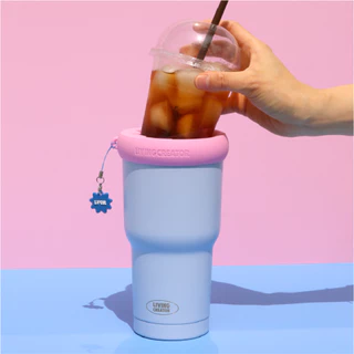 LIVING CREATOR KEEPERTUM Insulated Tumbler 954ml 6 สี | ที่วางแก้วซิลิโคน แก้วน้ํา พร้อมพวงกุญแจ เสน่ห์