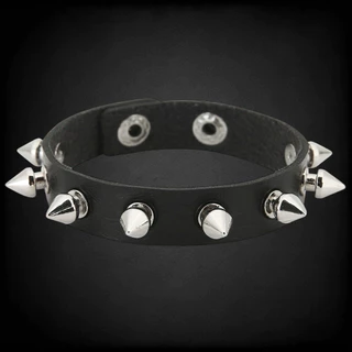กำไลหนังหมุดเงิน 2 แถว สไตล์ Y2K Punk Emo | Punk Grunge Streetwear Unisex