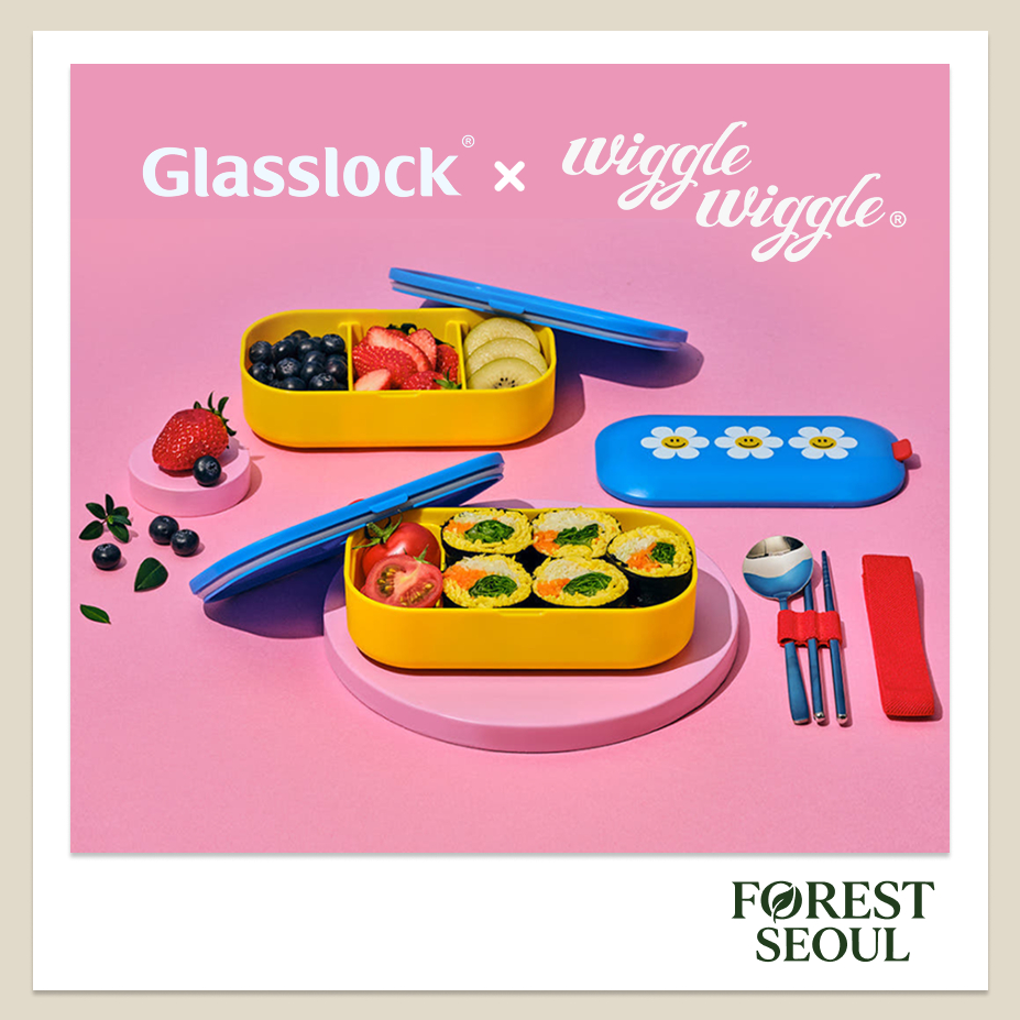 [Glasslock x Wiggle Wiggle] กล่องข้าว Joy Band 2 ชั้นพร้อมรูไอน้ํา 1200ml | ตัวแบ่งแบบถอดได้ | ตัวชุบโลหะ | ส่งจากเกาหลี