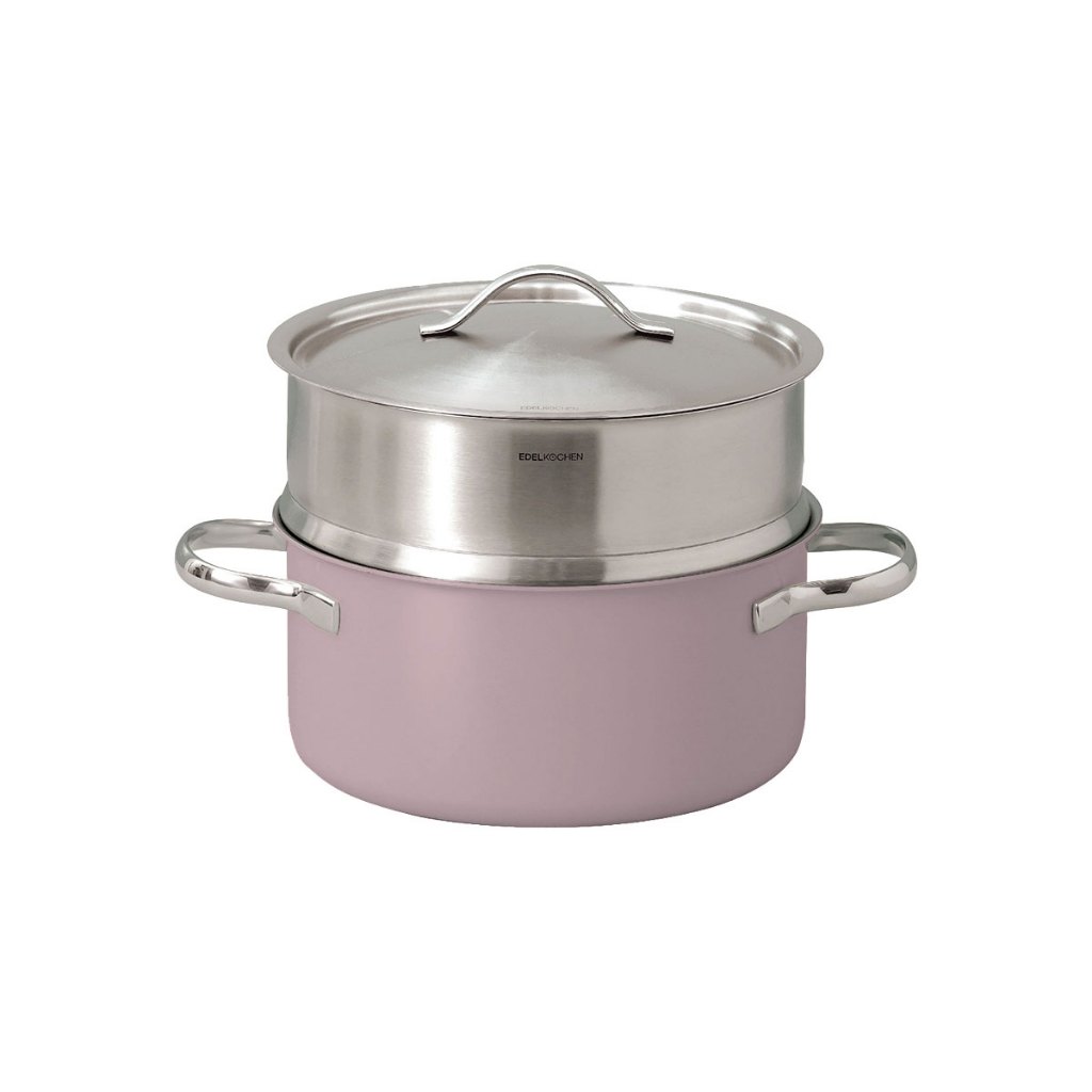 EDELKOCHEN STS304 3PLY IH หม้อเหนี่ยวนํา Steamer 20 ซม. สีชมพู