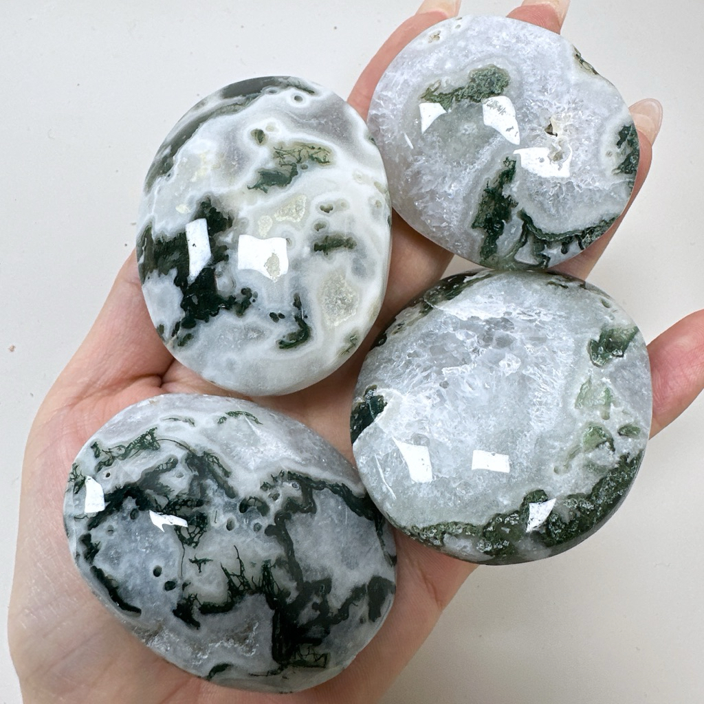 [SG] Moss Agate Pebbles คริสตัลธรรมชาติ Healing, Grounding, Balance & Home Décor