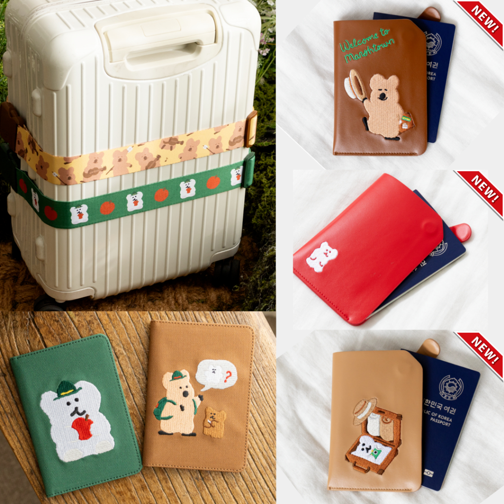 เกาหลี Dinotaeng Qukka Bobo กระเป๋าเดินทางสายเข็มขัดหนังสือเดินทาง