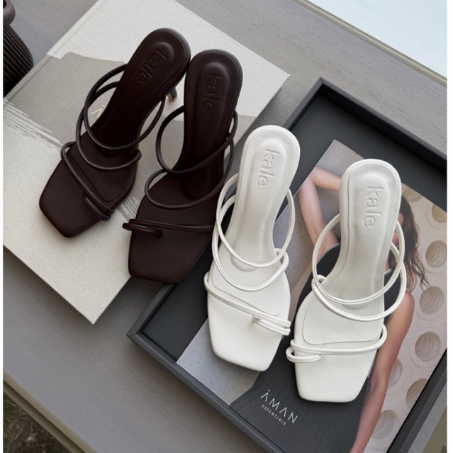 (พร้อมส่ง/ตรงไซส์) Kaleofficial รองเท้าส้นสูง 3 นิ้ว รุ่น STELLA (2สี ขาวและน้ำตาล)