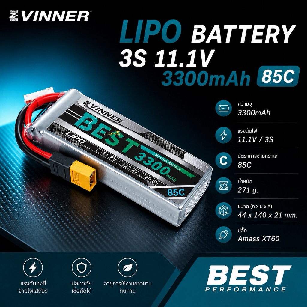 VINNER Lipo 3s 11.1V 3300mAh 85c