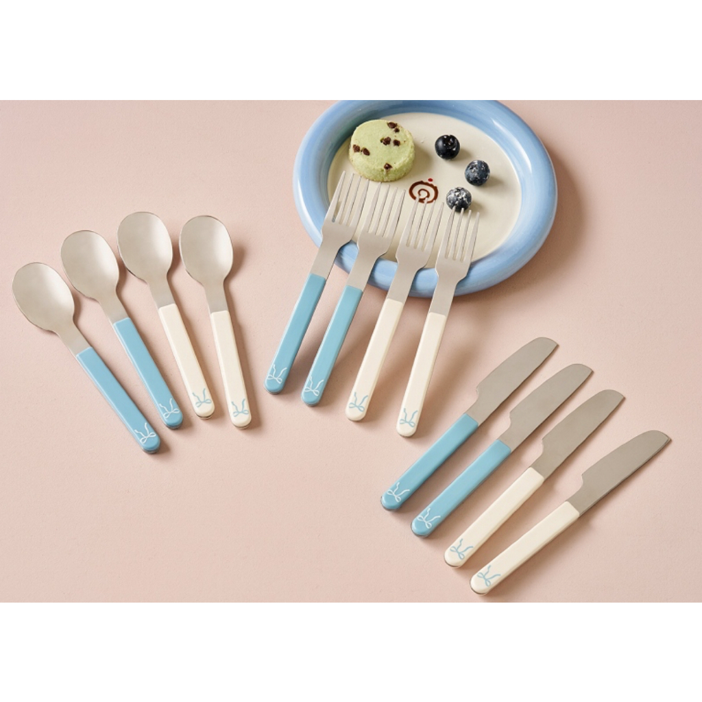 [MODERN HOUSE] Sugar Tart Ribbon Cutlery Dessert Set 12P Blue Cream