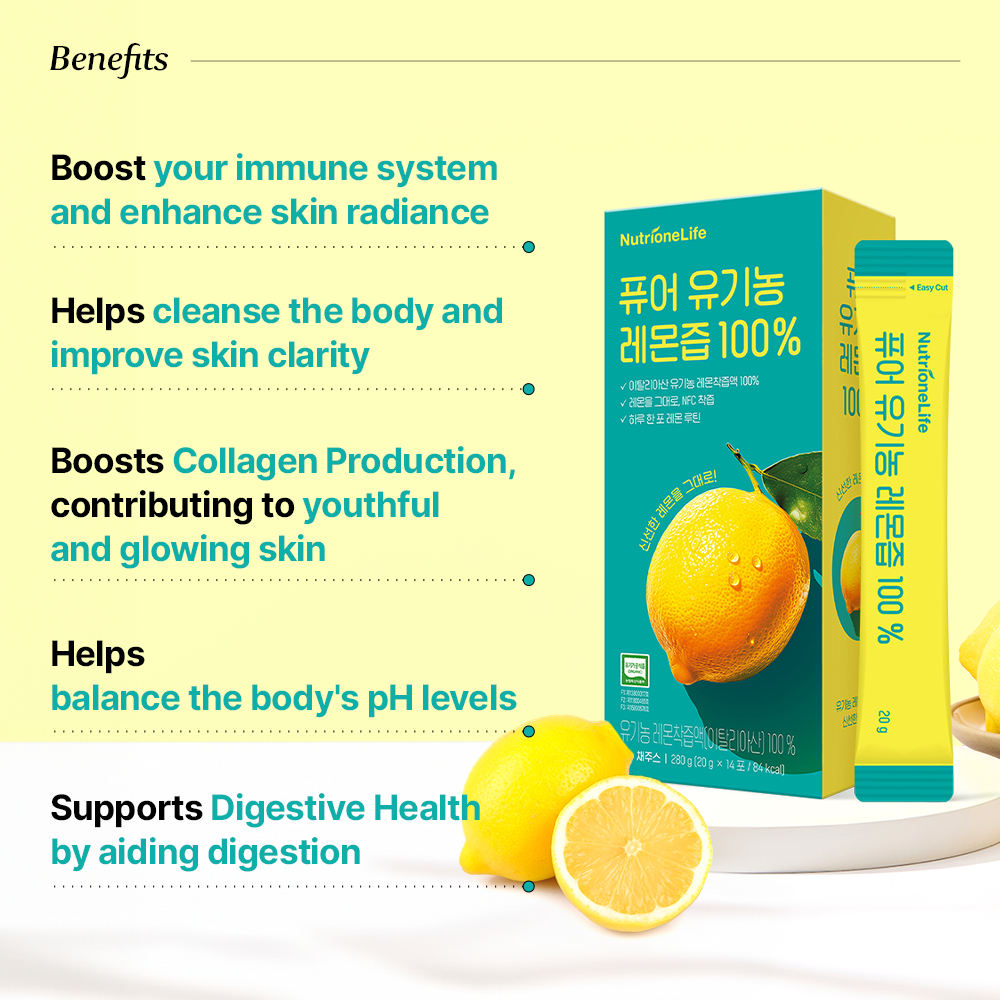 NUTRIONE NutrioneLife น้ำเลมอนออร์แกนิกแท้ 100% Organic Pure Lemon Juice (20g x 14 ซอง) - รูปที่ 3