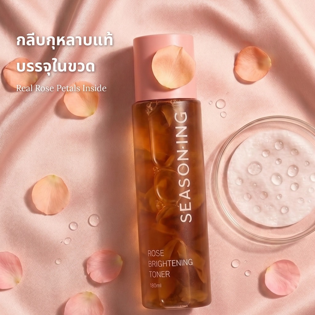 Rose Toner | SEASON:ING โทนเนอร์กุหลาบ 180ml | Real Rose Petal Niacinamide บำรุงผิว K-Beauty