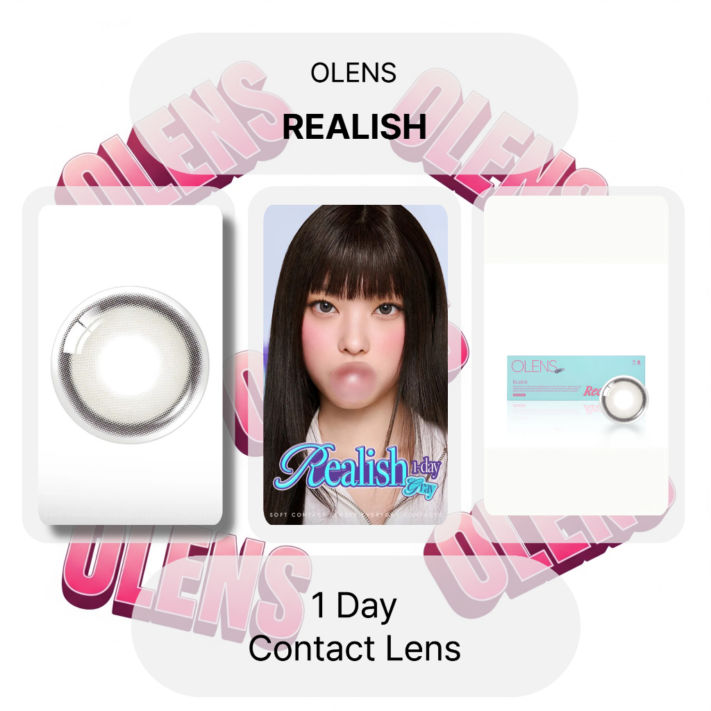 Olens Realish คอนแทคเลนส์ 1 วัน สีเทา 10P 13.5mm Puscon