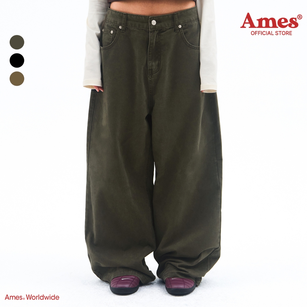 [AMES] OVERFIT COTTON PANTS_สไตล์เกาหลี