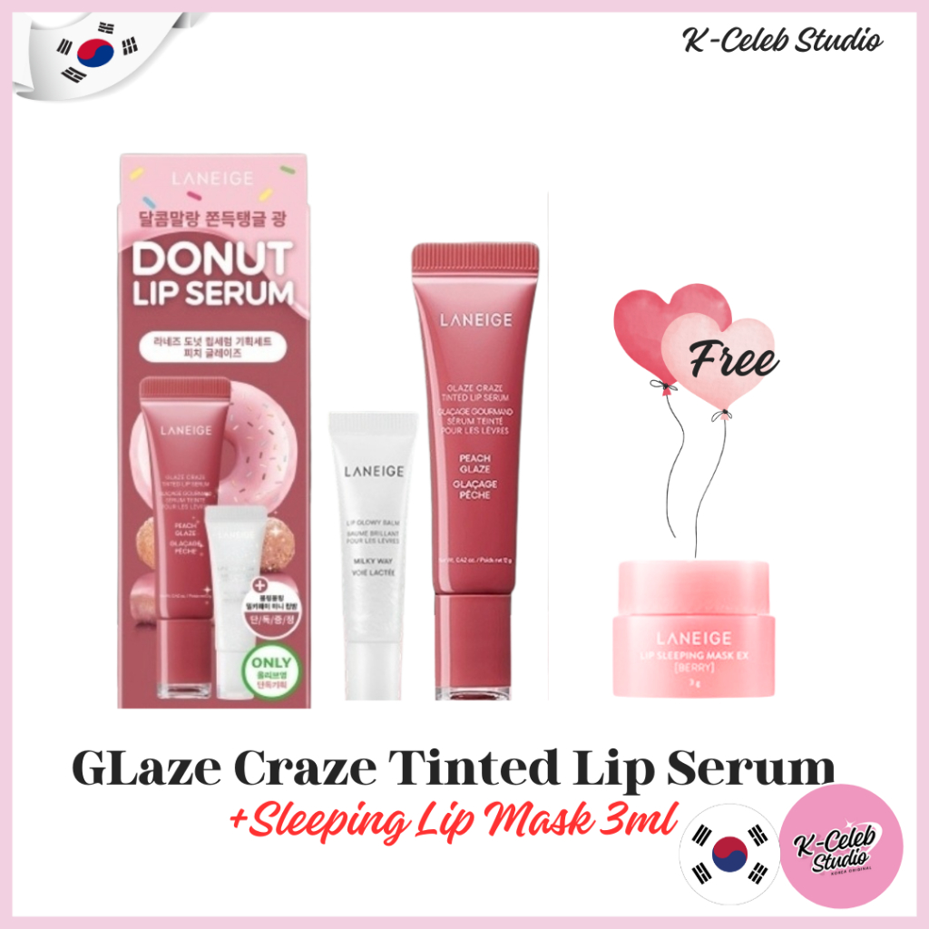 Glaze Craze Tinted Lip Serum Donut Serum+Milky Glitter Lip Gloss(ฟรี)
