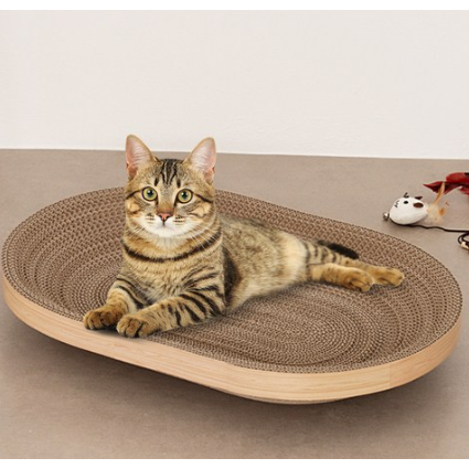 COMET PET DURABLE OVAL CAT SCRATCHER SOFA – HEAVY-DUTY CORRUGATED BOARD ขนาดใหญ่ 1PC
