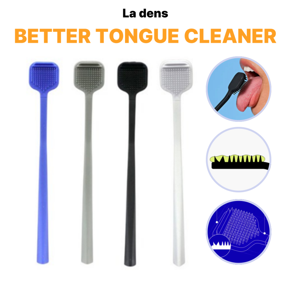 LA DENS Better Tongue Cleaner 3 สี - น้ํายาล้างกลิ่นปาก, เครื่องขูดสําหรับถอดเคลือบสีขาวบนลิ้น