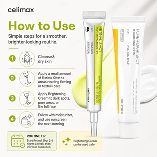 [Celimax] Pore+Dark Spot Brightening Cream 35ml ผิวแพ้ง่าย+The Vita Retinal Booster Anti-aging Duo