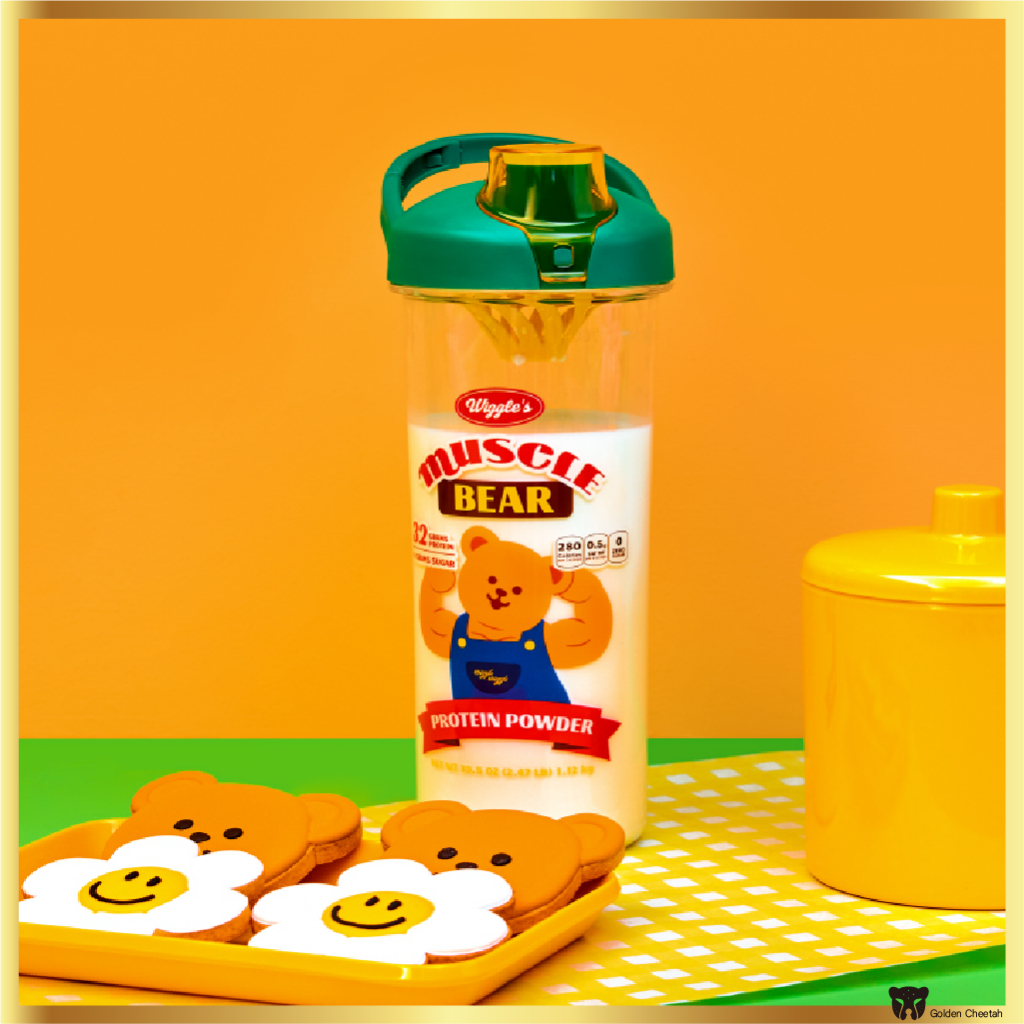 LocknLock Wiggle Wiggle Muscle Bear Shake Tumbler 700ml, ขวดเชคเกอร์โปรตีน Tritan, Made in Korea