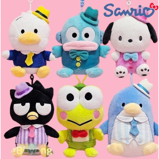 Sanrio ของแท้ พวงกุญแจตุ๊กตา TUXEDOSAM Keroppi Hangyodon BADTZ-MARU Pochacco Pekkle ขนาด 15 ซม.