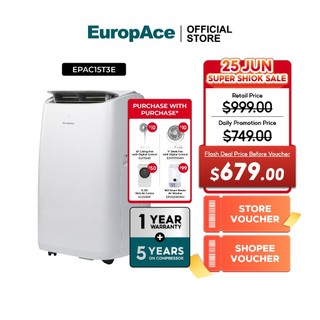 [Upgraded Model] EuropAce 15,000 BTU Dual Hose Portable Air Conditioner | EPAC15T3E | 320sqft, Compact, Extra Cold