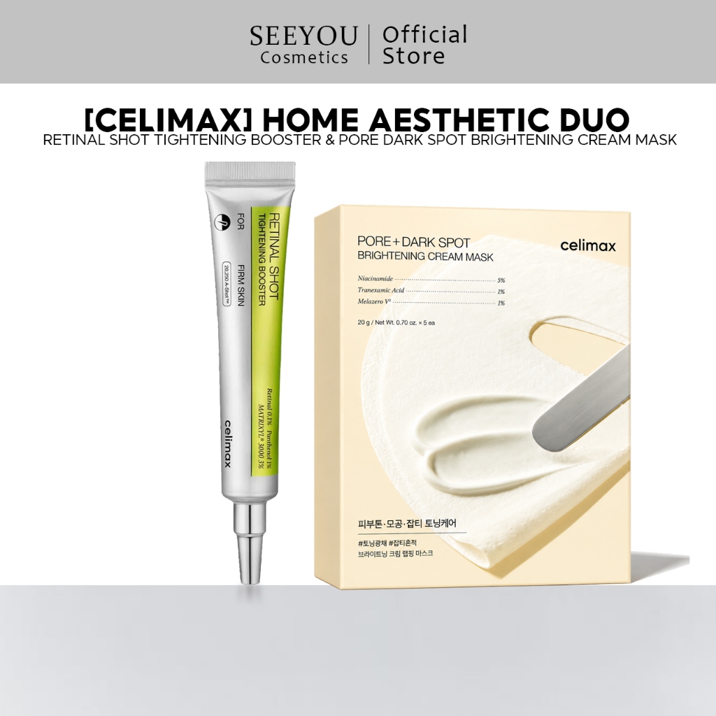 Celimax Retinal Shot Tightening Booster&Pore Dark Spot Brightening Cream Mask 4EA|Home Aesthetic Duo