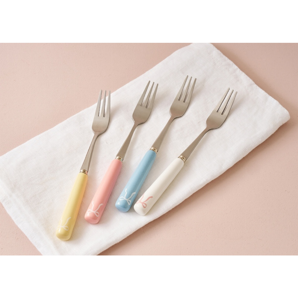 [MODERN HOUSE] Sugartart Ribbon Ceramic Tea Fork Set 4P