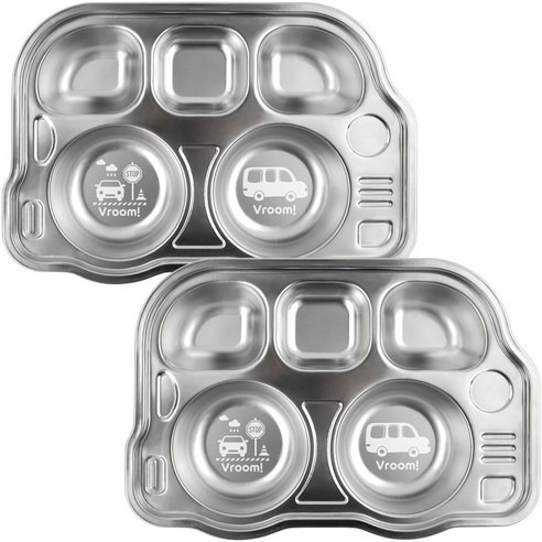 Vroom Bus ชุดจาน 5 ชิ้นสแตนเลส 2P ชุดสําหรับเด็กเด็ก