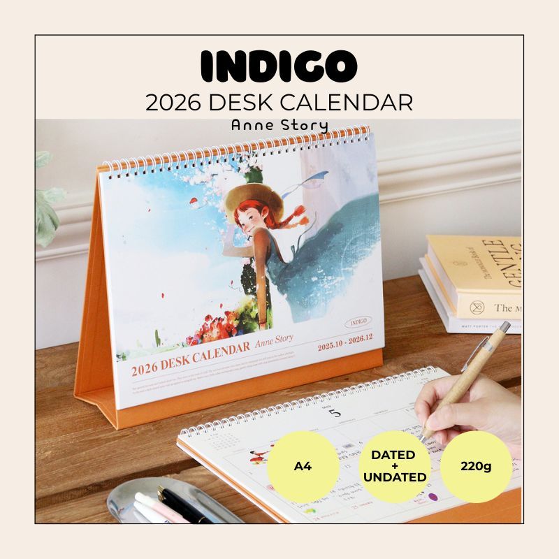 [INDIGO] ปฏิทินเกาหลี 2026 | Anne Story A4 Desk - สมุดแพลนเนอร์สเตชันเกาหลีดีไซน์สี Indigo