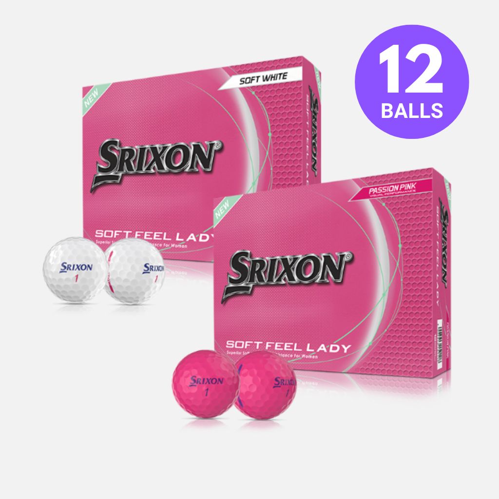 ลูกกอล์ฟผู้หญิง Srixon Soft Feel Lady รุ่นใหม่ 2025 – ตีไกล สปินต่ำ | สี Pink (ชมพู) / White (ขาว)