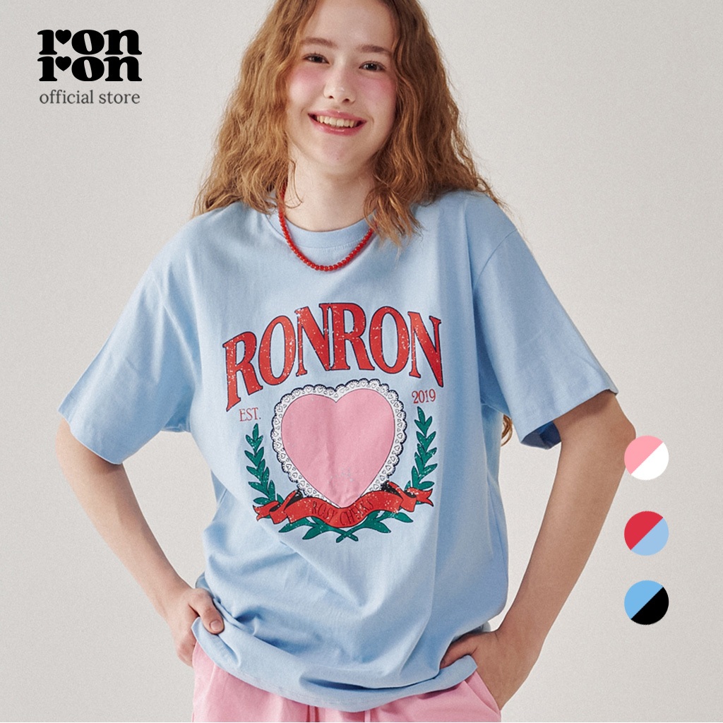 [RONRON] RONRON HEART LAUREL OVER FIT T SHIRT / 3colors