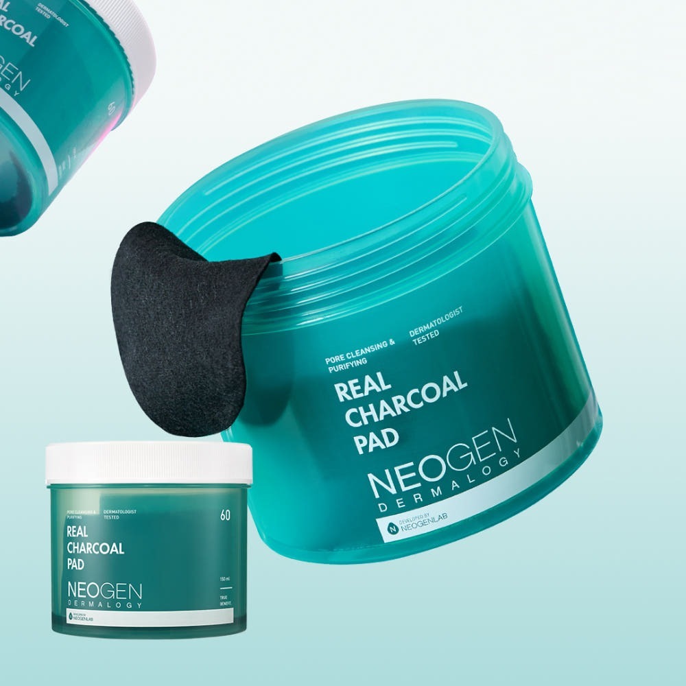 NEOGEN Real Charcoal Pad, 150ml, 60 ชิ้น / แผ่นถ่านเกาหลี / ทําความสะอาดล้ําลึก