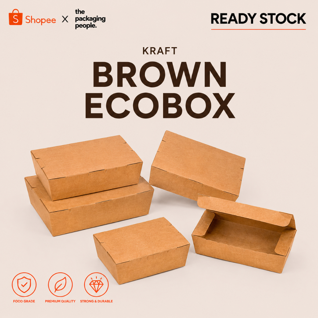 (50ชิ้น) สีน้ําตาล KRAFT ECOBOX KRAFT LUNCH BOX