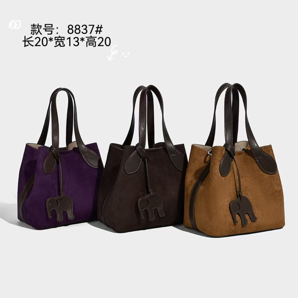 OCT109 8837 SUEDE กระเป๋าสะพายไหล่ผู้หญิง - 20x13x20cm