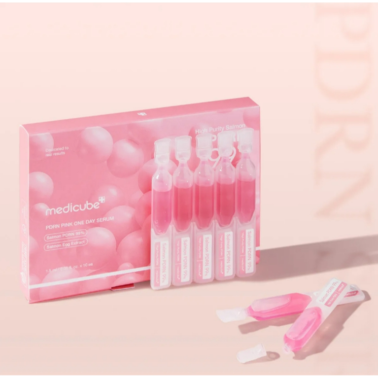 MEDICUBE High-Purity Salmon PDRN Pink One-Day Brightening Serum 1box ( 1.5mL x 10p)