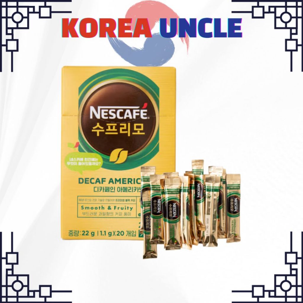 เนสกาแฟ เดคาฟ กาแฟสําเร็จรูป 20 แท่ง – รีแพ็คเกาหลีปราศจากคาเฟอีน/ ไม่มีกล่อง อีโคแพ็ค/ กาแฟเนื้อเนียนและมีกลิ่นหอม