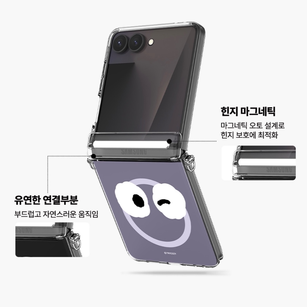 🇰🇷  เคสโทรศัพท์เกาหลี Z FLIP 7 / 6 / 5  แม่เหล็กบานพับป้องกัน Hard Slim ด้านข้างแหวนออกแบบ Galaxy Samsung - รูปที่ 2