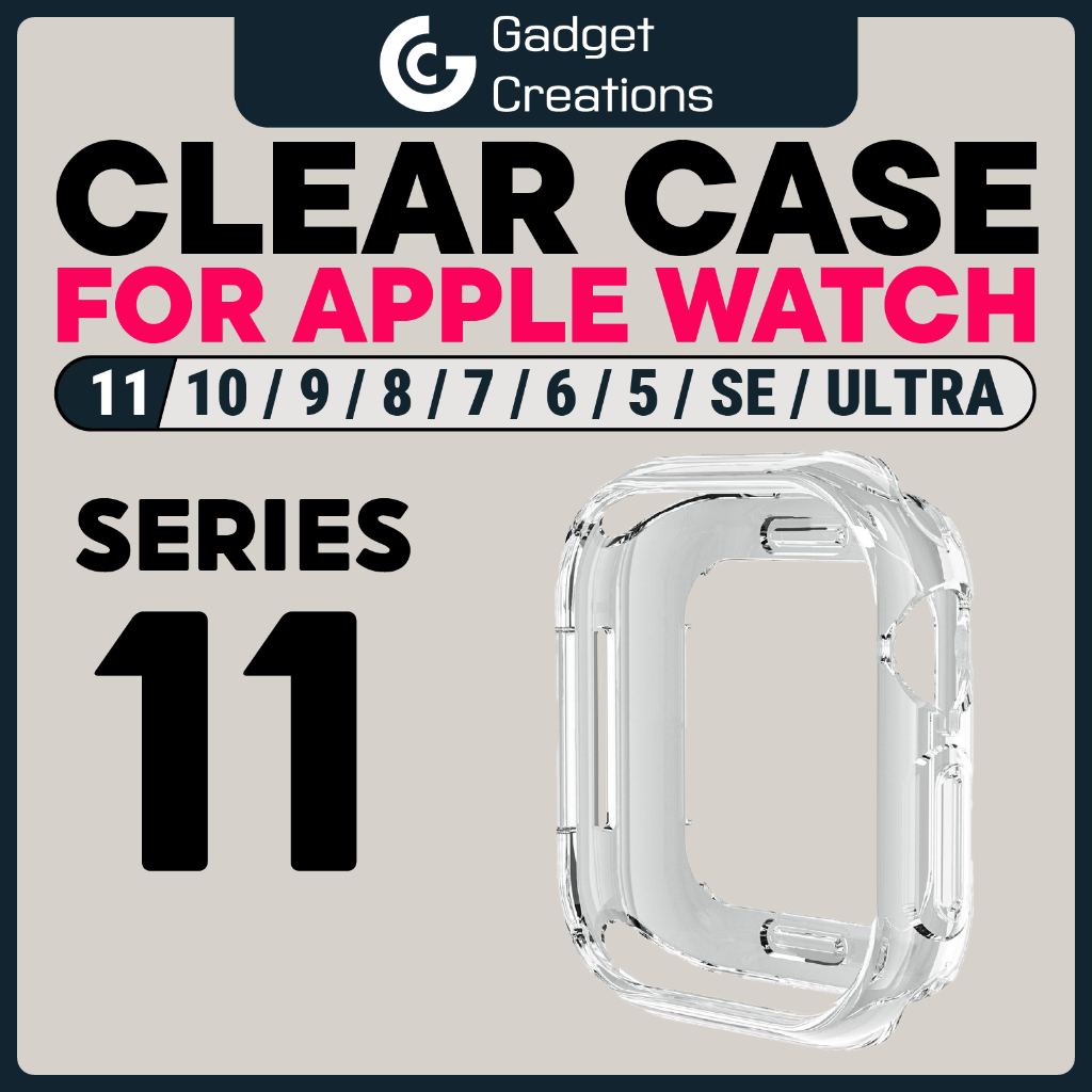 GadgetCreations สําหรับ Apple Watch Case Series 11 10 42 มม.46 มม.9 8 7 6 โปร่งใส TPU เคสป้องกัน