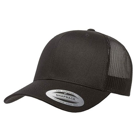 Yupoong All Black Classic Retro Trucker Curved Cap