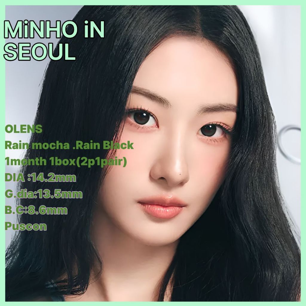 OLENS Rain Black. Rain Mocha รายเดือน– 2 สีคอนแทคเลนส์สีรายเดือน 13.5 มม.K-Beauty 2p 1 กล่อง
