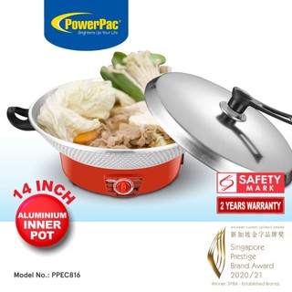 PowerPac Electric Wok, Steamboat, Multi Cooker, Frying Pan 14 Inch (PPEC816)