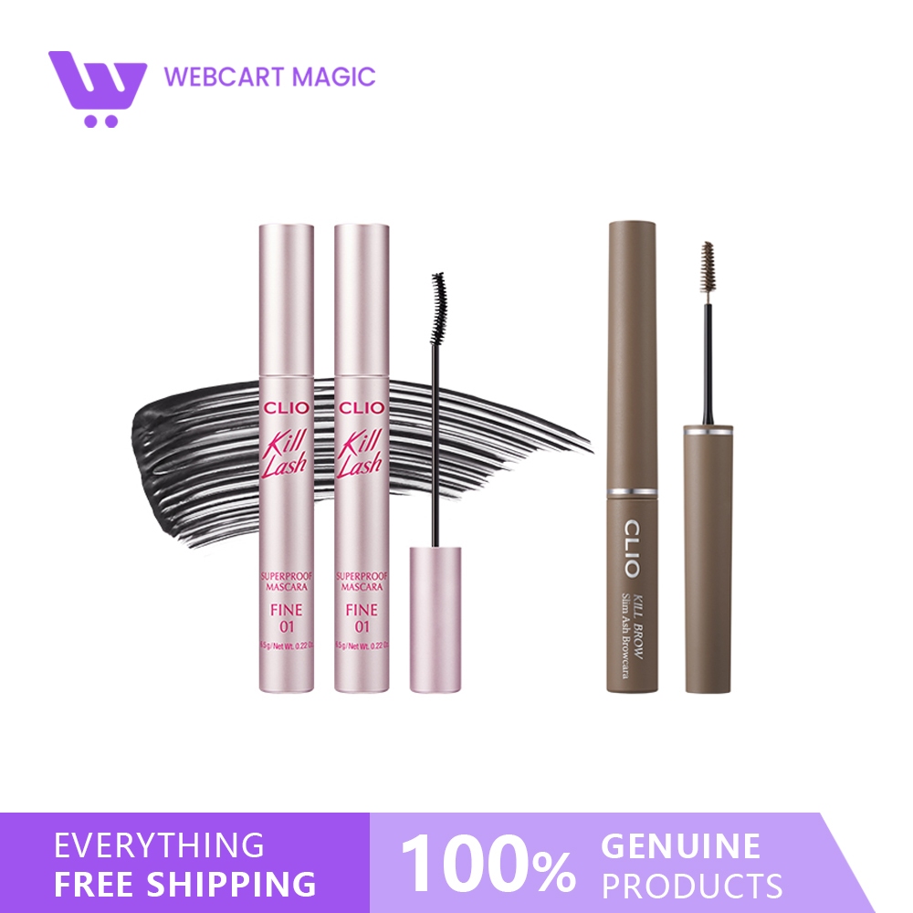 [ใหม่]CLIO Kill Lash Superproof Mascara 1+1 / Kill brow Slim Ash Browcara
