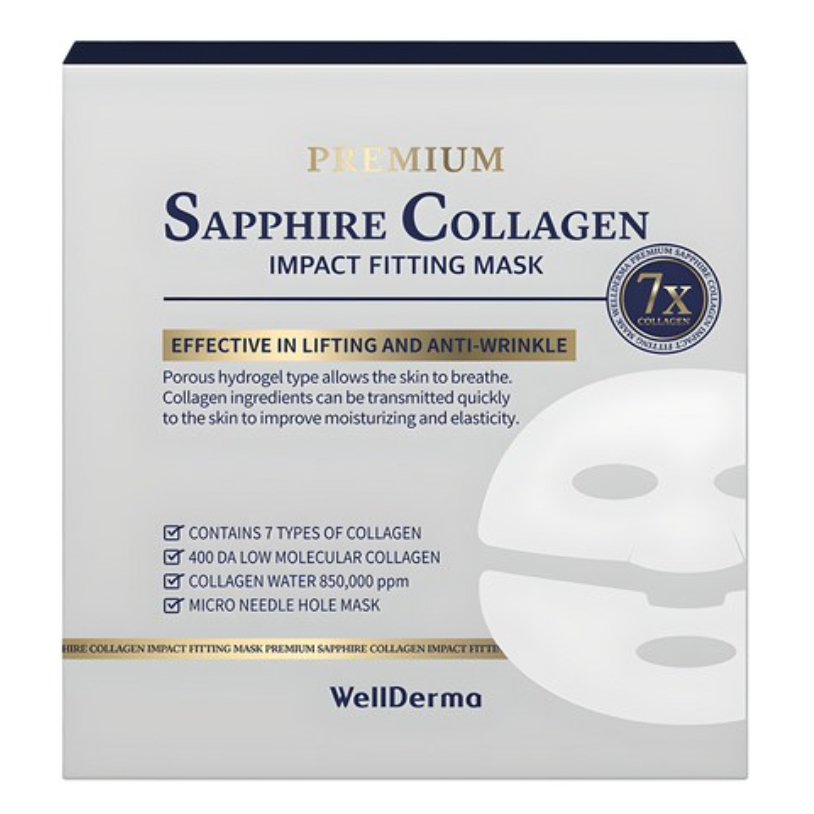 Wellderma Premium Sapphire Collagen Impact Fitting Mask 25g x 4 แผ่น